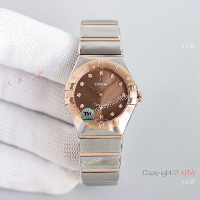 TW Factory Copy Omega Constellation Quartz 28 mm Chocolate Dial Watches